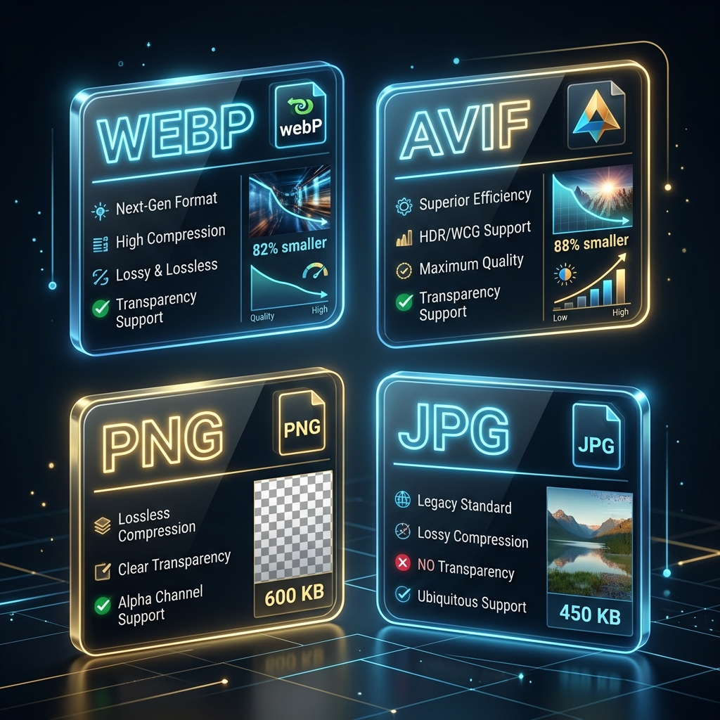Understanding Web Image Formats: WebP, AVIF, PNG & JPG - Featured Image