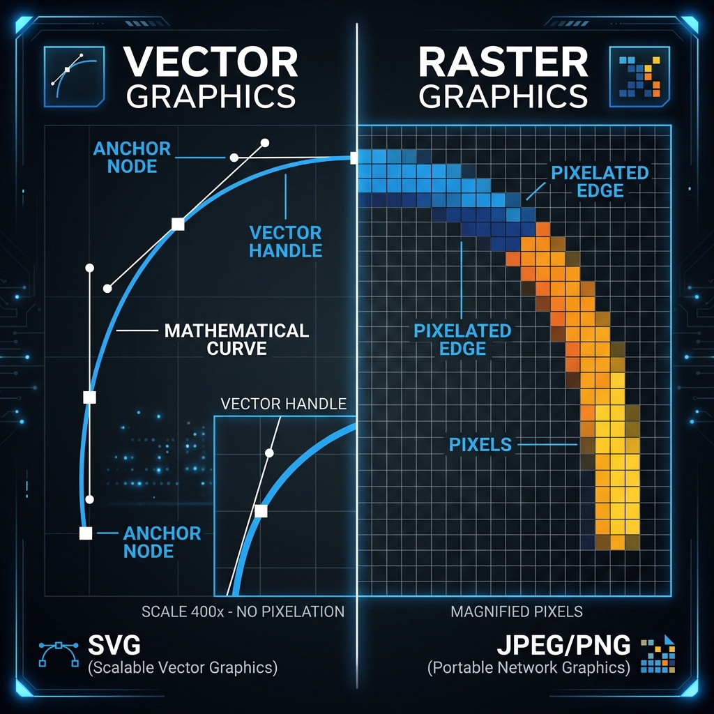 Vector vs. Raster: When to Use SVG, PNG, or JPEG - Featured Image